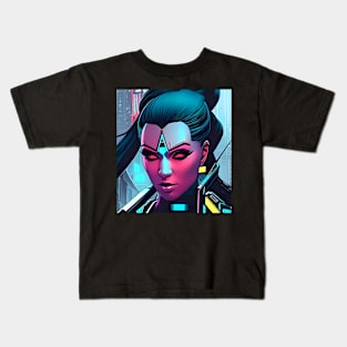 Cyberpunk Hotties (26) - Beautiful Sci fi Women Kids T-Shirt